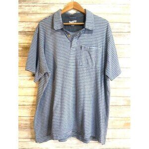 Duluth Trading Co. Mens XL Relaxed Fit Striped Polo Shirt Cotton Blend Blue & Wh